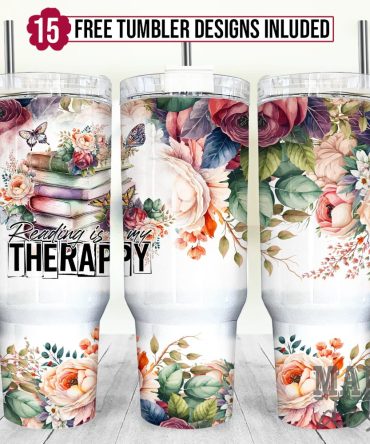 Floral Book Custom Stanley Quencher 40Oz Stainless Steel Tumbler With Handle