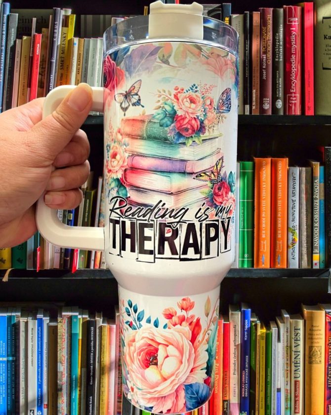 Floral Bookworm Custom Stanley Quencher 40Oz Stainless Steel Tumbler With Handle - Image 2