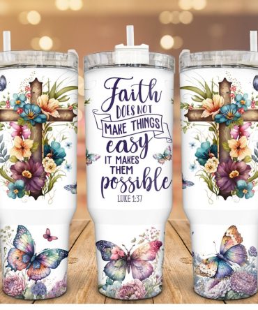 Floral Butterfly Peaceful Scene Custom Stanley Quencher 40Oz Stainless Steel Tumbler With Handle