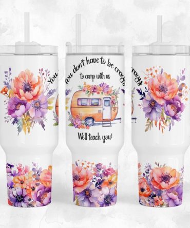 Floral Camping Custom Stanley Quencher 40Oz Stainless Steel Tumbler With Handle