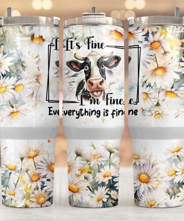 Floral Cow Custom Stanley Quencher 40Oz Stainless Steel Tumbler With Handle