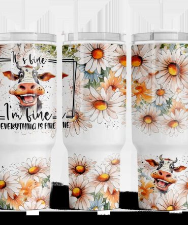 Floral Cow Custom Stanley Quencher 40Oz Stainless Steel Tumbler With Handle