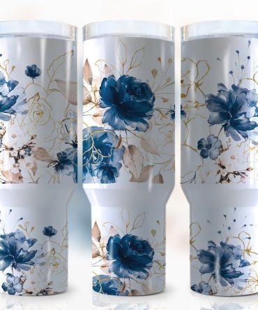 Floral Custom Stanley Quencher 40Oz Stainless Steel Tumbler With Handle