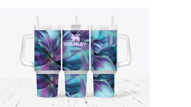 Floral Custom Stanley Quencher 40Oz Stainless Steel Tumbler With Handle