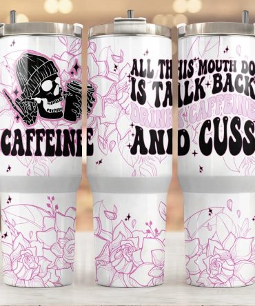 Floral Cute Skull Custom Stanley Quencher 40Oz Stainless Steel Tumbler With Handle