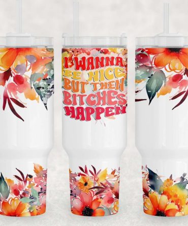 Floral Funny Quote Custom Stanley Quencher 40Oz Stainless Steel Tumbler With Handle