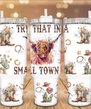 Floral Highland Cow Custom Stanley Quencher 40Oz Stainless Steel Tumbler With Handle