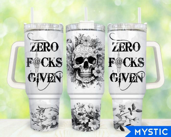 Floral Skull Custom Stanley Quencher 40Oz Stainless Steel Tumbler With Handle
