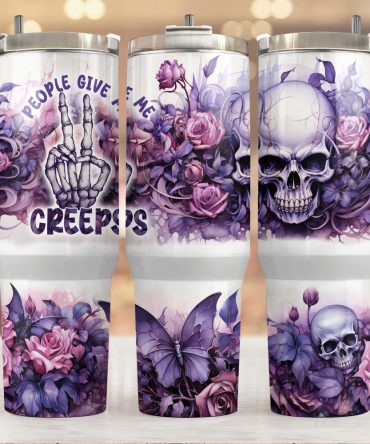 Floral Skull Custom Stanley Quencher 40Oz Stainless Steel Tumbler With Handle