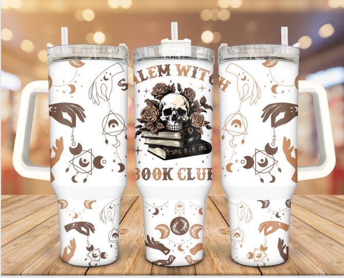 Floral Skulls Custom Stanley Quencher 40Oz Stainless Steel Tumbler With Handle