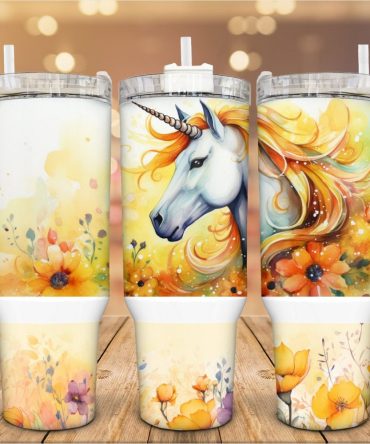 Floral Unicorn Custom Stanley Quencher 40Oz Stainless Steel Tumbler With Handle