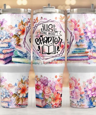 Floral With Books Custom Stanley Quencher 40Oz Stainless Steel Tumbler With Handle