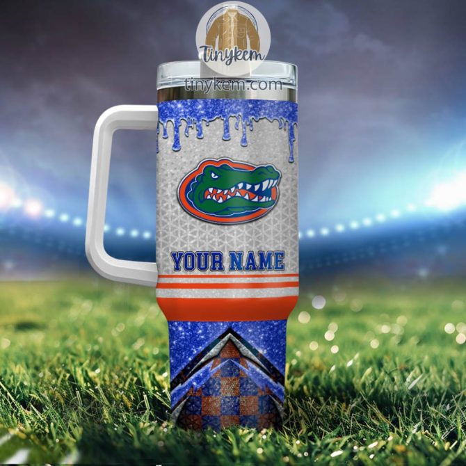 Florida Gators Glitter Ncaa Custom Stanley Quencher 40Oz Stainless Steel Tumbler With Handle - Image 3