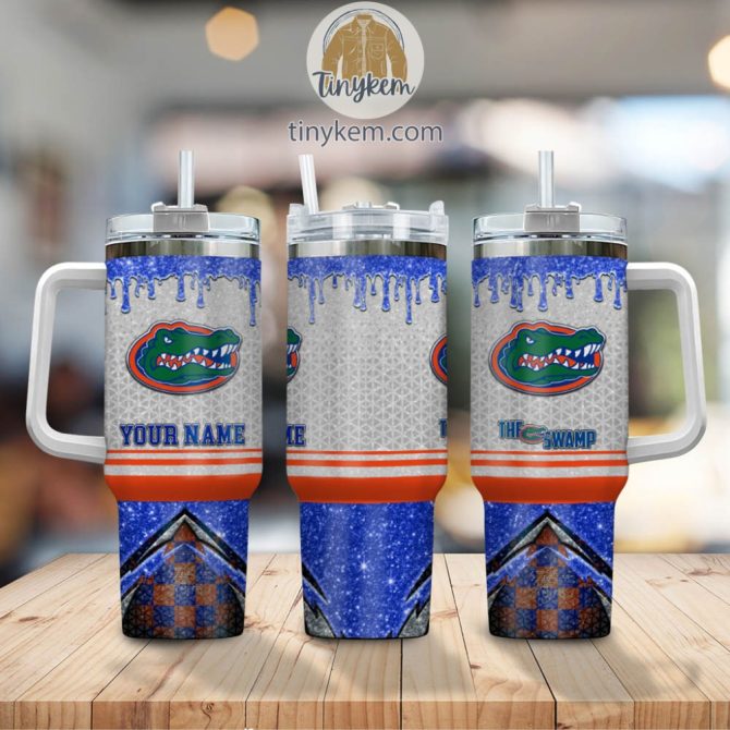 Florida Gators Glitter Ncaa Custom Stanley Quencher 40Oz Stainless Steel Tumbler With Handle - Image 2