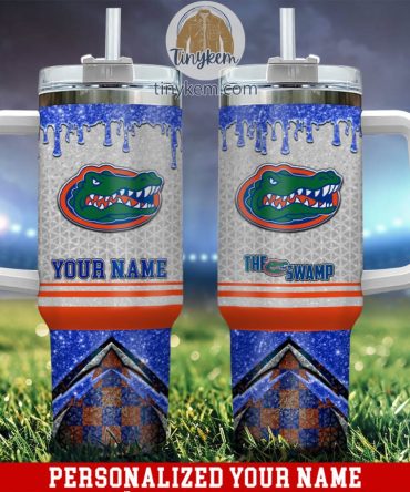 Florida Gators Glitter Ncaa Custom Stanley Quencher 40Oz Stainless Steel Tumbler With Handle