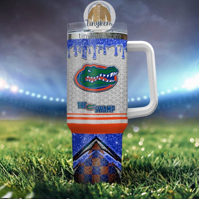 Florida Gators Glitter Ncaa Custom Stanley Quencher 40Oz Stainless Steel Tumbler With Handle - Image 4