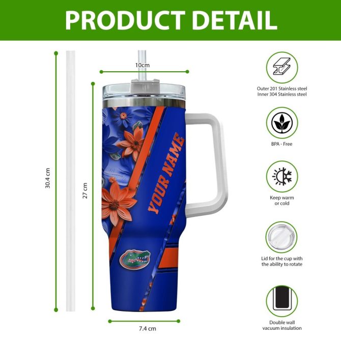 Florida Gators Ncaa Custom Stanley Quencher 40Oz Stainless Steel Tumbler With Handle - Image 2