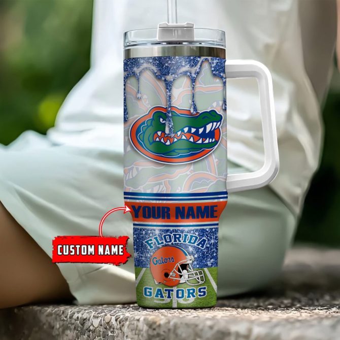 Florida Gators Ncaa Glitter Custom Stanley Quencher 40Oz Stainless Steel Tumbler With Handle - Image 4