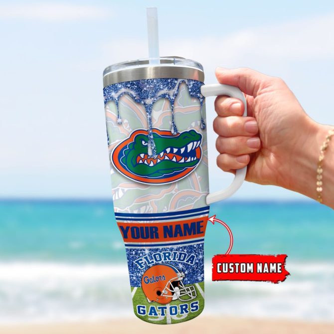 Florida Gators Ncaa Glitter Custom Stanley Quencher 40Oz Stainless Steel Tumbler With Handle - Image 3