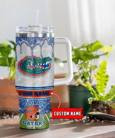 Florida Gators Ncaa Glitter Custom Stanley Quencher 40Oz Stainless Steel Tumbler With Handle