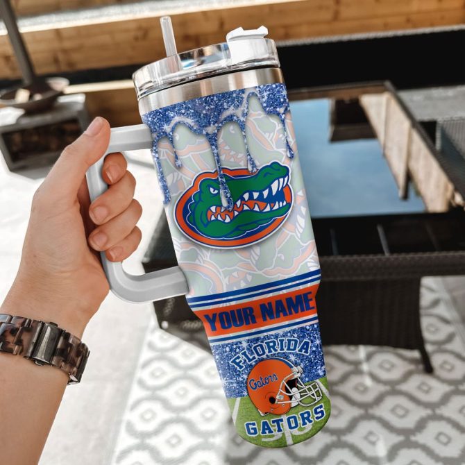 Florida Gators Ncaa Glitter Custom Stanley Quencher 40Oz Stainless Steel Tumbler With Handle - Image 2