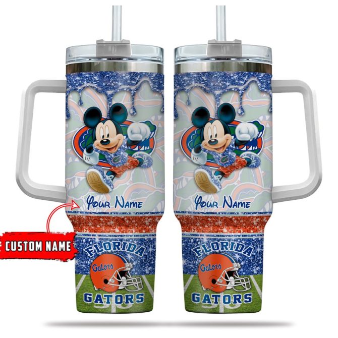 Florida Gators Ncaa Mickey Mouse Glitter Custom Stanley Quencher 40Oz Stainless Steel Tumbler With Handle - Image 5