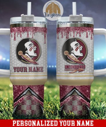 Florida State Seminoles Glitter Ncaa Custom Stanley Quencher 40Oz Stainless Steel Tumbler With Handle
