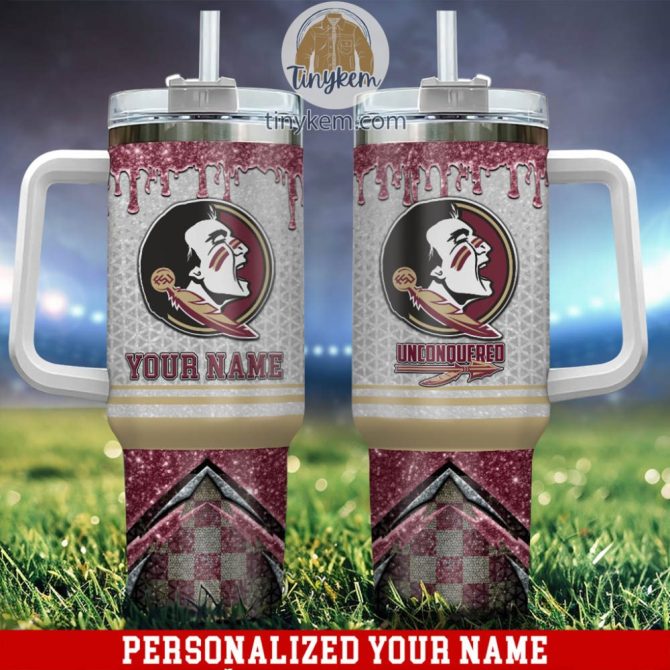 Florida State Seminoles Glitter Ncaa Custom Stanley Quencher 40Oz Stainless Steel Tumbler With Handle