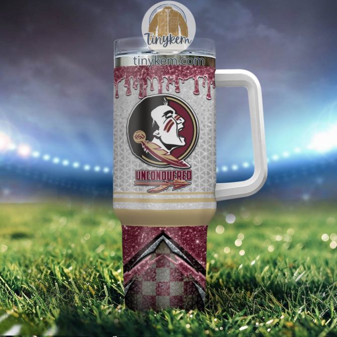 Florida State Seminoles Glitter Ncaa Custom Stanley Quencher 40Oz Stainless Steel Tumbler With Handle - Image 4