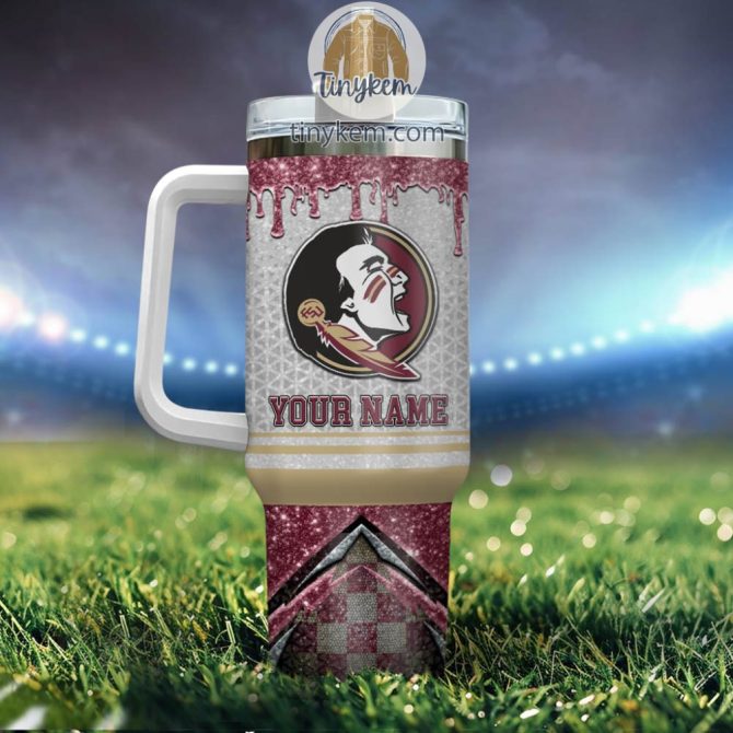 Florida State Seminoles Glitter Ncaa Custom Stanley Quencher 40Oz Stainless Steel Tumbler With Handle - Image 3
