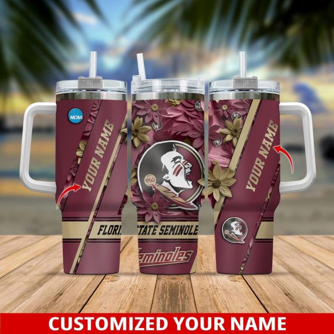 Florida State Seminoles Ncaa Custom Stanley Quencher 40Oz Stainless Steel Tumbler With Handle