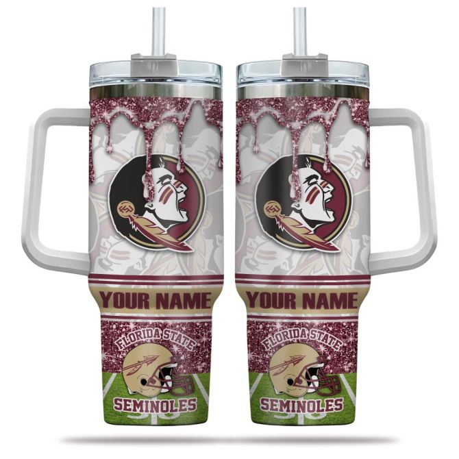 Florida State Seminoles Ncaa Glitter Custom Stanley Quencher 40Oz Stainless Steel Tumbler With Handle - Image 5