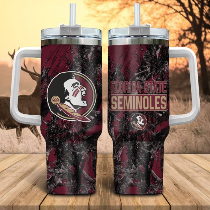 Florida State Seminoles Ncaa Hunting Custom Stanley Quencher 40Oz Stainless Steel Tumbler With Handle