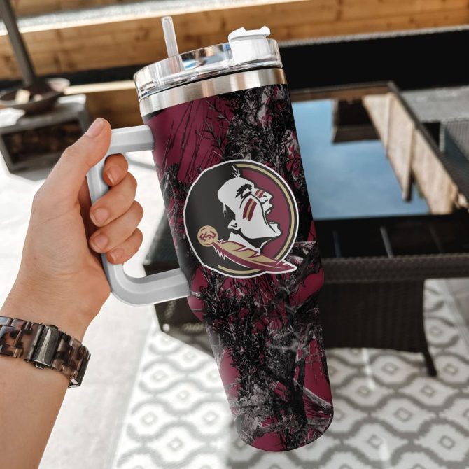 Florida State Seminoles Ncaa Hunting Custom Stanley Quencher 40Oz Stainless Steel Tumbler With Handle - Image 2