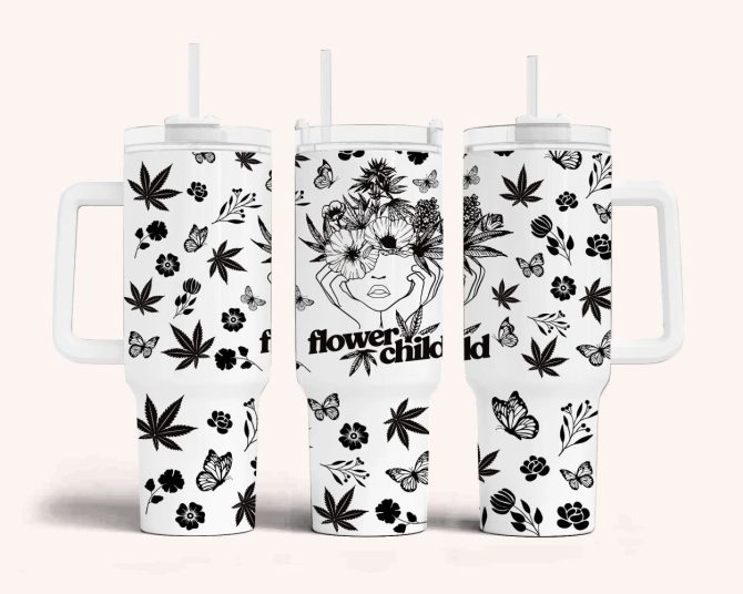 Flower Boho Custom Stanley Quencher 40Oz Stainless Steel Tumbler With Handle