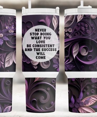Flowers Custom Stanley Quencher 40Oz Stainless Steel Tumbler With Handle