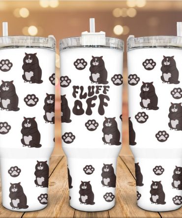 Fluff Off Cats Custom Stanley Quencher 40Oz Stainless Steel Tumbler With Handle