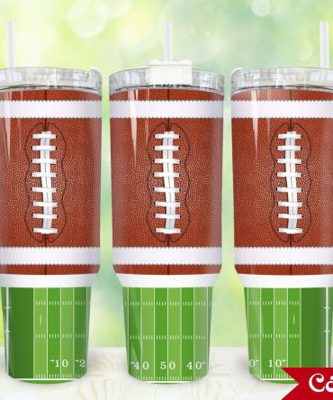Football Custom Stanley Quencher 40Oz Stainless Steel Tumbler With Handle