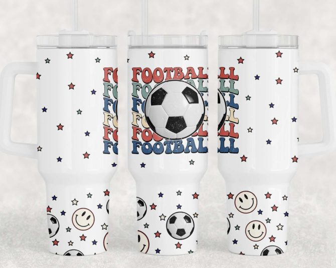 Football Custom Stanley Quencher 40Oz Stainless Steel Tumbler With Handle - Image 3