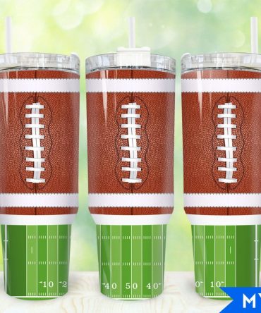 Football Custom Stanley Quencher 40Oz Stainless Steel Tumbler With Handle