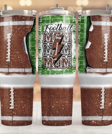 Football Custom Stanley Quencher 40Oz Stainless Steel Tumbler With Handle