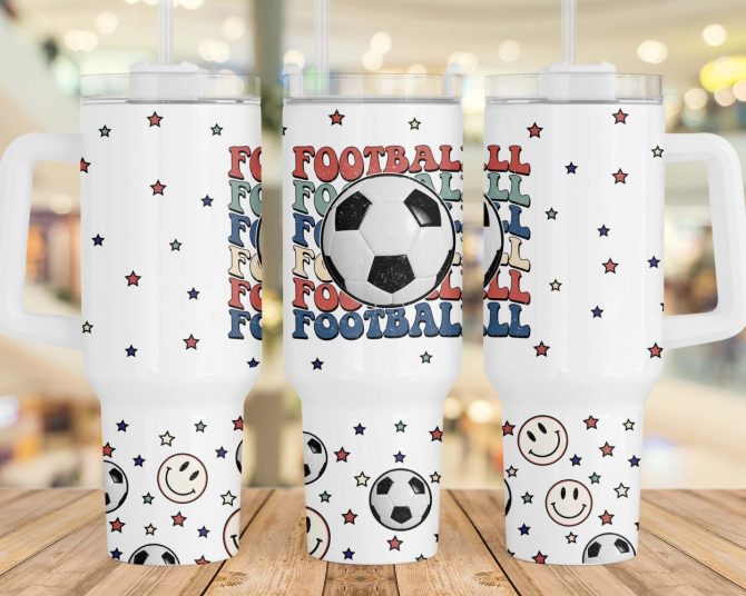 Football Custom Stanley Quencher 40Oz Stainless Steel Tumbler With Handle - Image 2