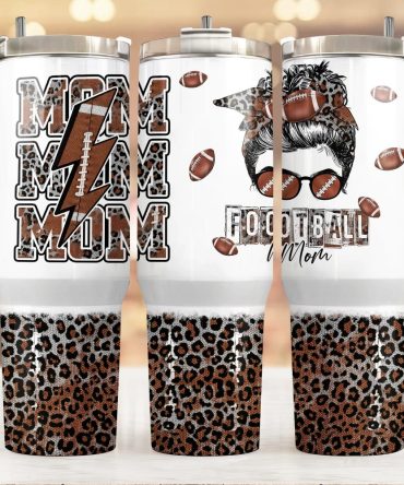 Football Girl With Leopard Custom Stanley Quencher 40Oz Stainless Steel Tumbler With Handle