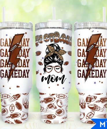 Football Mom Custom Stanley Quencher 40Oz Stainless Steel Tumbler With Handle