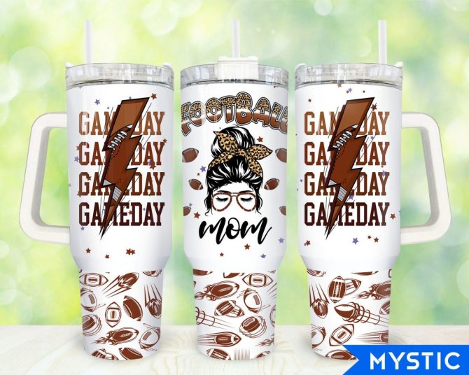 Football Mom Custom Stanley Quencher 40Oz Stainless Steel Tumbler With Handle