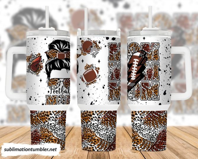 Football Mom Custom Stanley Quencher 40Oz Stainless Steel Tumbler With Handle