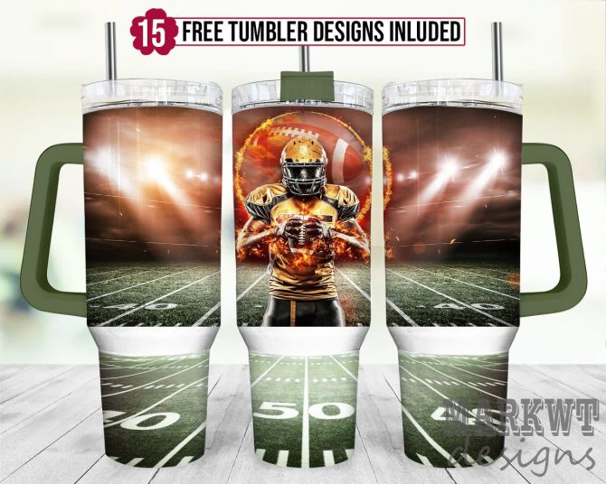 Football Player Custom Stanley Quencher 40Oz Stainless Steel Tumbler With Handle