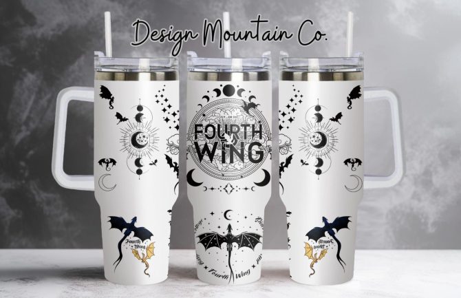 Fourth Wing Transparent Custom Stanley Quencher 40Oz Stainless Steel Tumbler With Handle