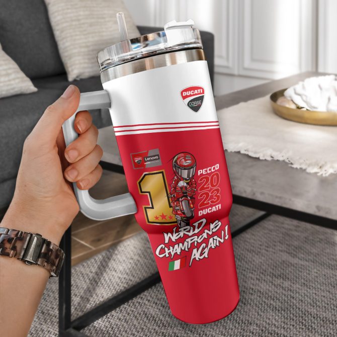 Francesco Bagnaia Motogp Custom Stanley Quencher 40Oz Stainless Steel Tumbler With Handle - Image 2