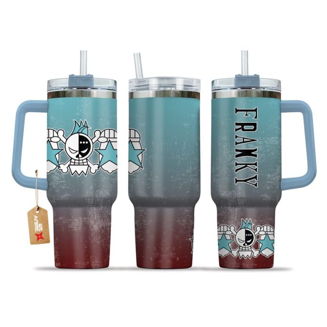 Franky One Piece Anime Custom Stanley Quencher 40Oz Stainless Steel Tumbler With Handle
